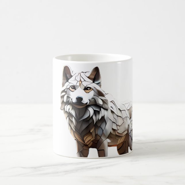 Cute White Wolf Mosaic Mug Design  (Center)