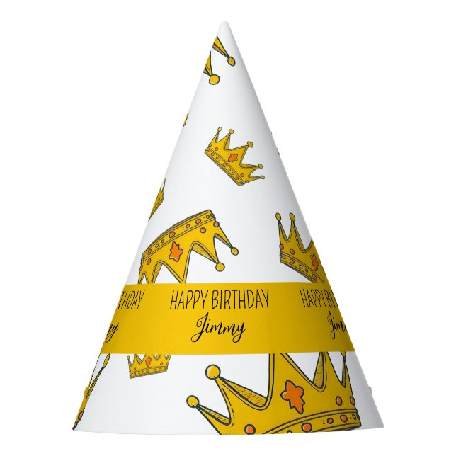 Cute White & Yellow Crown Photo Kid's Birthday Party Hat (Front)
