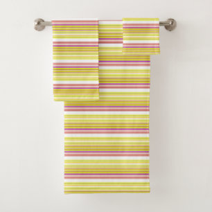 Cute white yellow stripes bath towel set