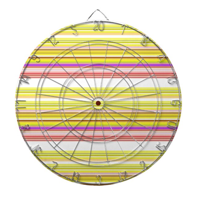 Cute white yellow stripes dartboard (Front)