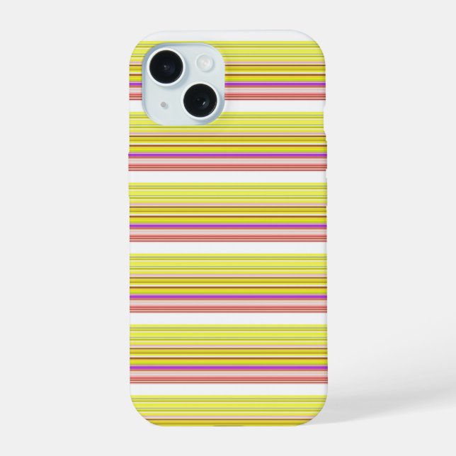 Cute white yellow stripes iPhone 15 case (Back)