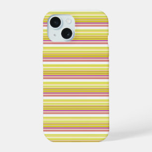 Cute white yellow stripes iPhone 15 case