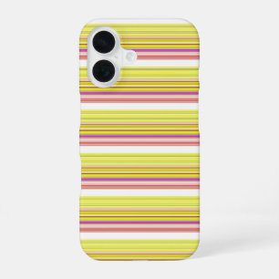 Cute white yellow stripes iPhone 16 case