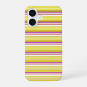 Cute white yellow stripes iPhone 16 case