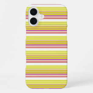 Cute white yellow stripes iPhone 16 plus case