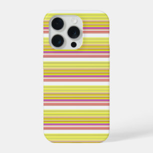 Cute white yellow stripes iPhone 15 pro case