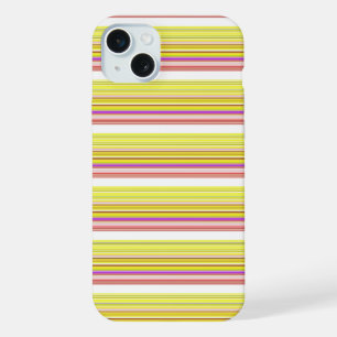 Cute white yellow stripes iPhone 15 plus case