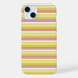 Cute white yellow stripes iPhone 15 plus case