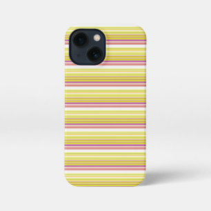 Cute white yellow stripes iPhone 13 mini case