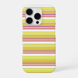 Cute white yellow stripes iPhone 16 pro case