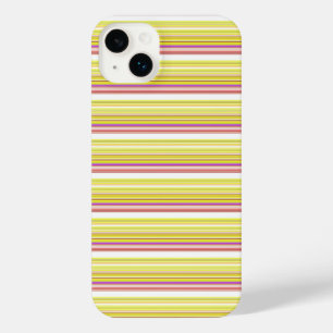 Cute white yellow stripes iPhone 14 plus case