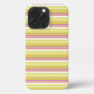 Cute white yellow stripes iPhone 13 pro case