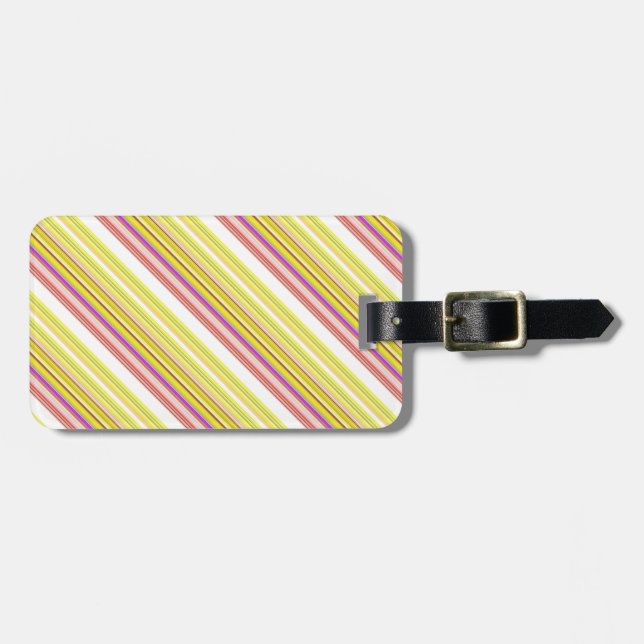 Cute white yellow stripes luggage tag (Front Horizontal)