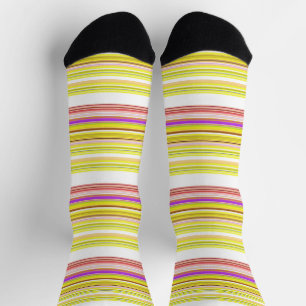 Cute white yellow stripes socks