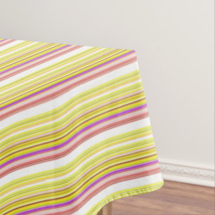 Cute white yellow stripes tablecloth