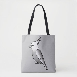 Cute Whiteface Cockatiel Cartoon Bird Illustration Tote Bag