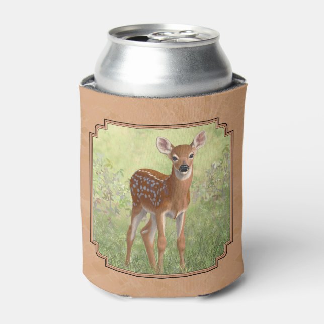 Cute Whitetail Fawn Can Cooler (Can Front)