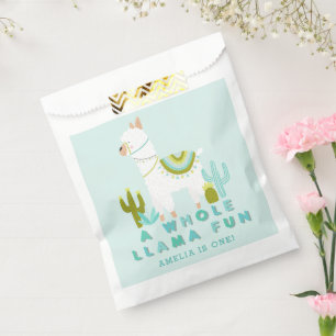 Cute Whole Llama Fun Aqua 1st Birthday Party Favour Bags