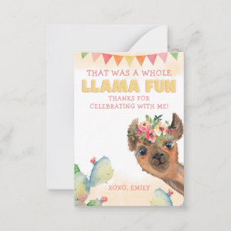 Cute Whole Llama Fun Birthday Thank You Card