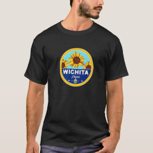 Cute Wichita Kansas Ks Sunflower Badge Souvenir Fa T-Shirt