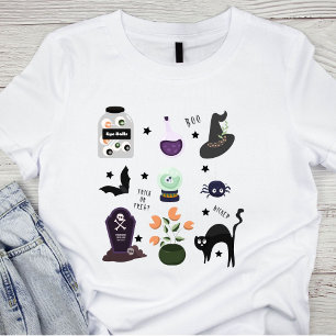 Cute Wickedly Spooky Halloween Icons T-Shirt