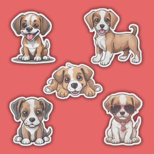 Cute Wide Eyed Puppies Set Waterproof