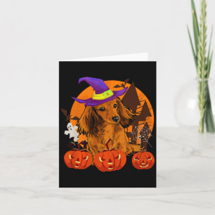 Cute Wiener Dachshund Witch Pumpkin Dog Lover Card