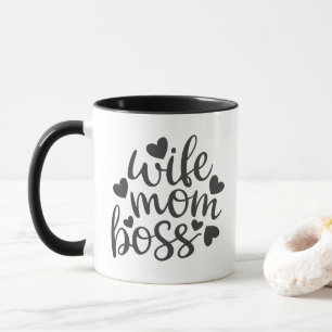 Cute Wife Mom Boss word art Mug