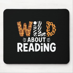Cute wild about reading safari animal bookworm mouse pad