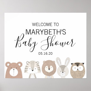 Cute Wild Animals Baby Shower Welcome Sign