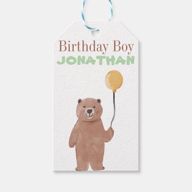 Cute Wild Animals Birthday Gift Tags (Front)