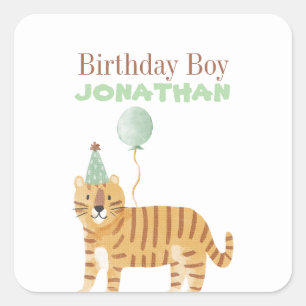 Cute Wild Animals Birthday Square Sticker