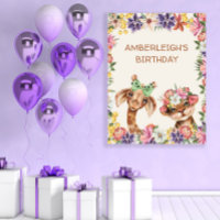 Cute Wild Animals Giraffe Tiger Girl's Birthday