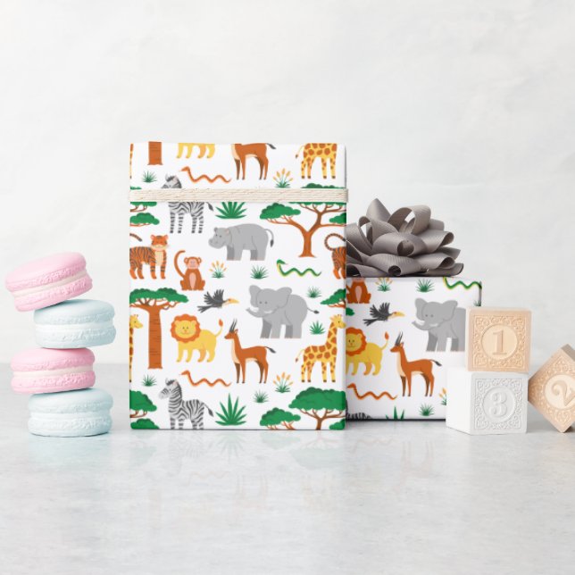 Cute wild animals kids wrapping paper (Baby Shower)