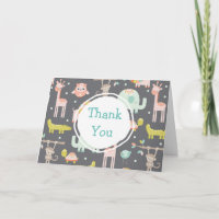 Cute Wild Animals Nursery Art Party Thank You