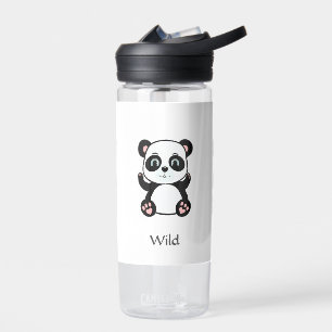 Cute Wild Baby Panda Bear on White Water Bottle