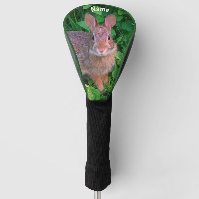 Cute Wild Brown Rabbit Personalised Animal  Golf Head Cover (Front)