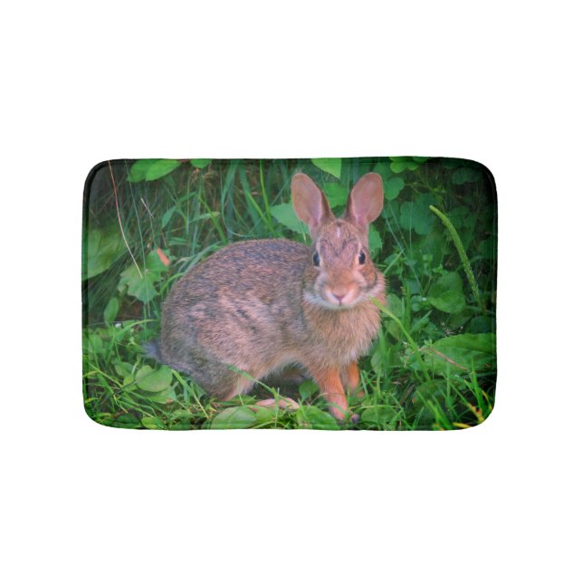 Cute Wild Brown Rabbit Wildlife  Bath Mat (Front)