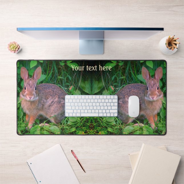 Cute Wild Brown Rabbit Wildlife Personalised Desk Mat (Office 1)
