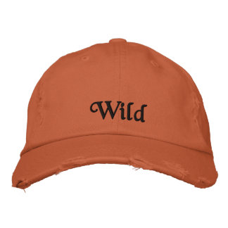 Cute Wild Burnt Orange Vintage Quote Black  Embroidered Hat