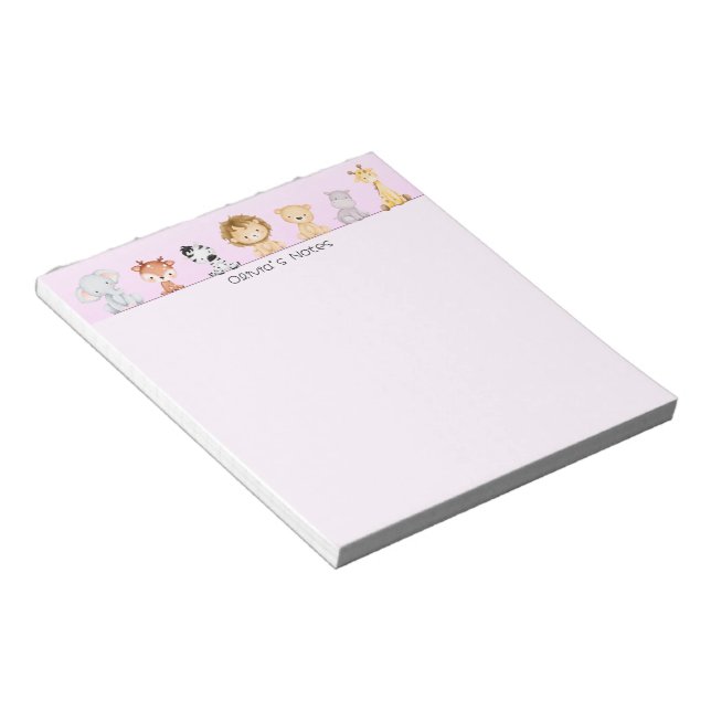 Cute wild cub colourful gradient Personalised name Notepad (Angled)