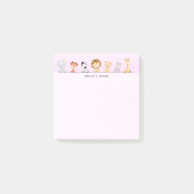 Cute wild cub colourful gradient Personalised name Post-it Notes (Front)