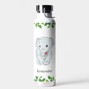 Cute Wild Elephant on White Water Bottle