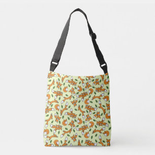 Cute Wild Fox and Leaf Pattern Crossbody Bag