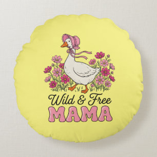 Cute wild free goose Mama Round Cushion