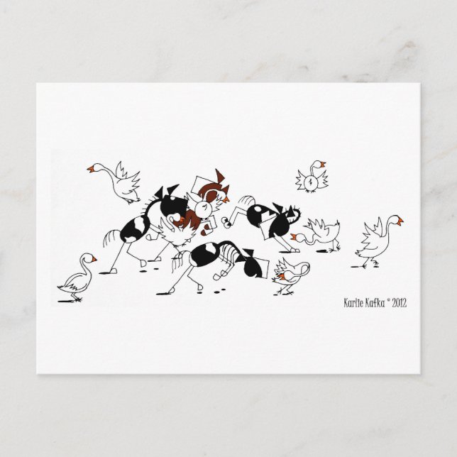 Cute Wild Goose Chase Horse Cartoon Postcard (Front)