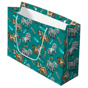 Cute wild horses unisex party large gift bag