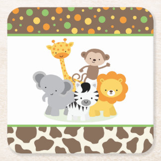 Cute Wild Jungle Animals Modern Paper Coaster