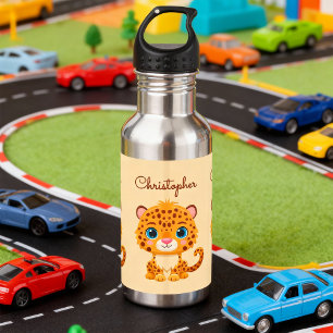 Cute Wild Leopard Nursery Kids Safari Animal 532 Ml Water Bottle