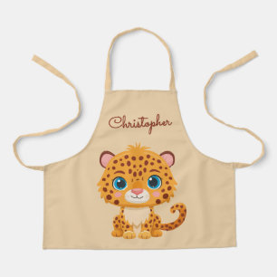Cute Wild Leopard Nursery Kids Safari Animal Apron